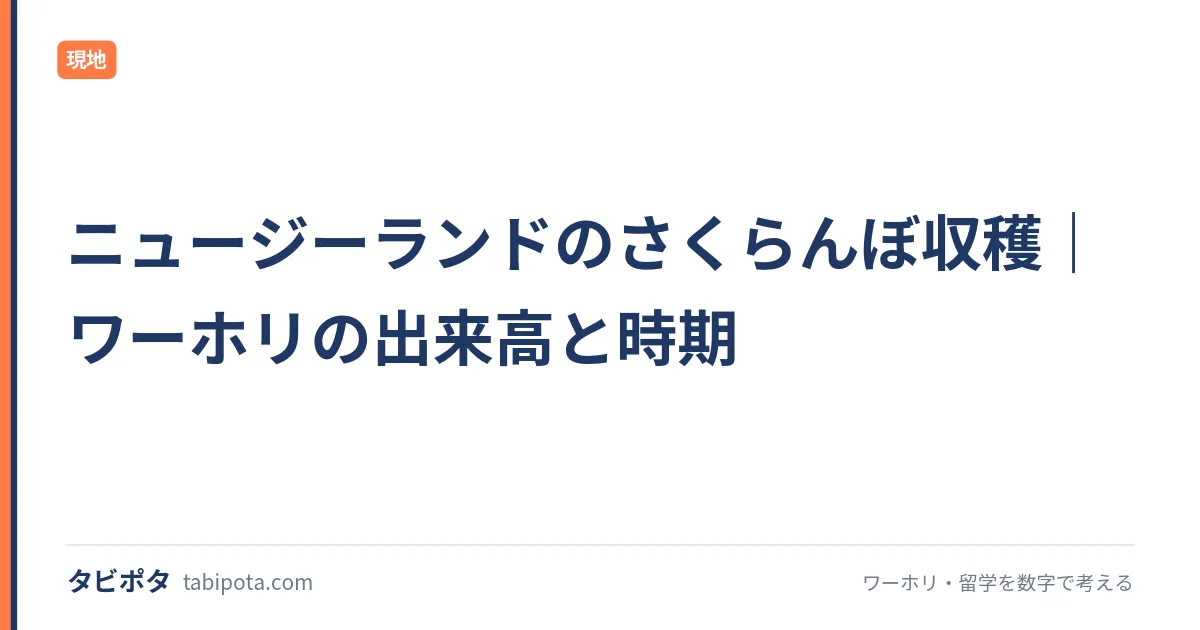 ニュージーランドのさくらんぼ収穫｜ワーホリの出来高と時期